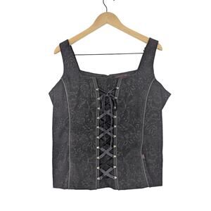 Tripp NYC Vintage Y2K Gothic Fairy Grunge Velvet Damask Lace-Up Corset
